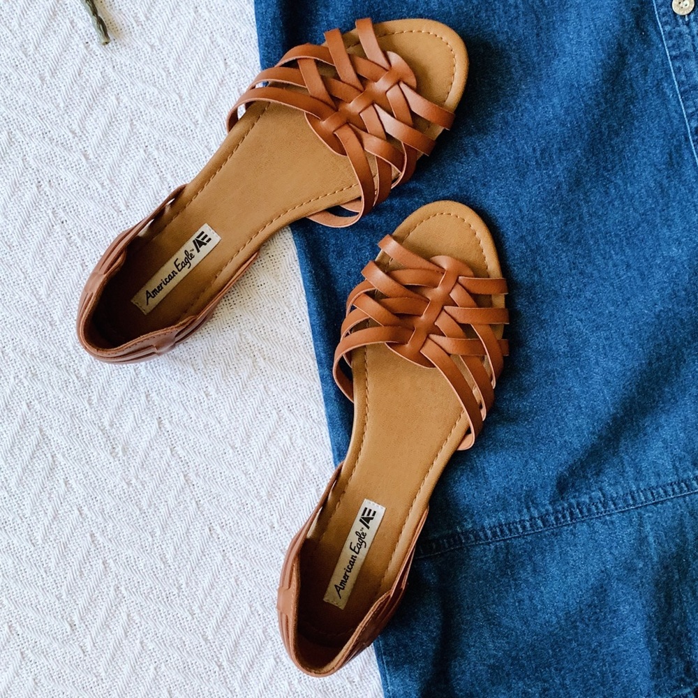 American Eagle Faux Leather Woven Flats